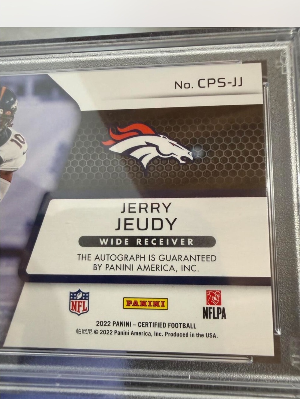 🔥2022 Jerry Jeudy Panini Certified Potential Blue Mirror 8/15 Autograph PSA 10 - Picture 6 of 6